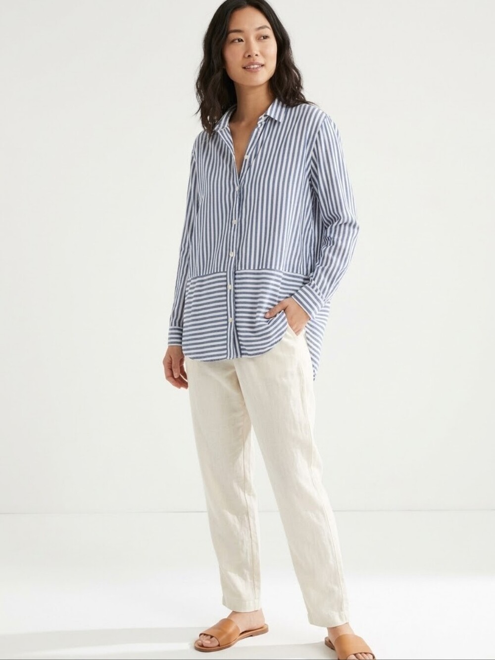 Abercrombie & Fitch Lightweight Striped Boyfriend Shirt In L